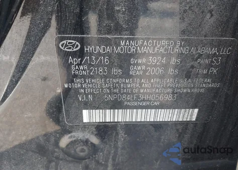 2017 Hyundai Elantra Limited from USA, damaged, VIN 5NPD84LF3HH056983